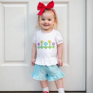 2Pcs Girls Shorts Set