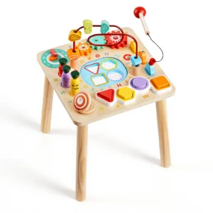 Montessori Activity Table--Kids 8 in 1 Wooden lay Table