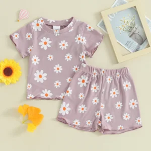 Girls Summer Floral Shorts Outfit