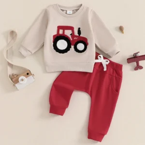 Boys Outfits w/Tractor Embroidery