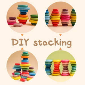 Wooden Montessori Colorful Stacking Stones