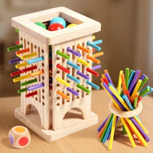 Montessori Wooden Colorful Sticks Dice Game