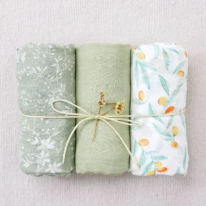 3PCS Bamboo Cotton Muslin Swaddle Blanket