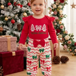 Baby Girls Christmas Outfit w/Headband